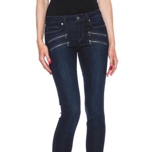 Paige Denim Edgemont Mid Rise Ultra Skinny Double Zip Dark Blue Wash Size 27 NWT
